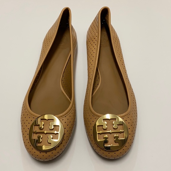 Tory Burch Shoes - Tory Burch tan reva perforated flats shoes